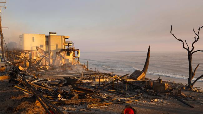 Houses burned down in the Palisades fire along the Pacific Coast Highway in Malibu, California. Picture: Cecilia Sanchez/AFP