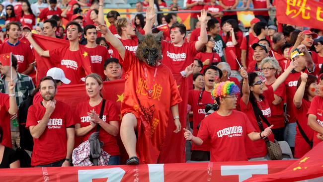 Fans of China cheer on in Melbourne.