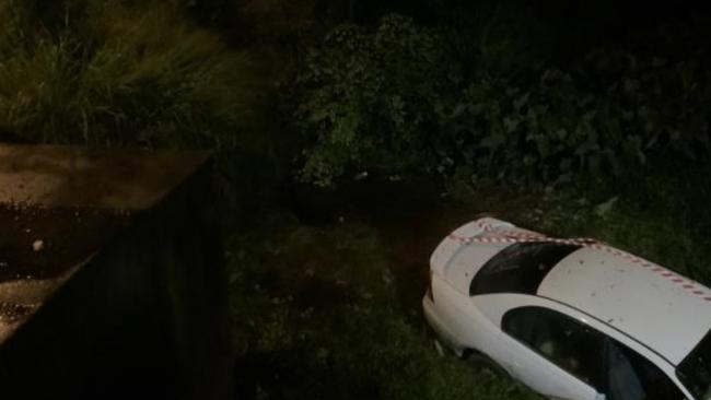 A 17-year-old boy has been issued with an infringement notice for careless driving after crashing into a storm drain at the intersection of Brinsmead Rd and Cairns Western Arterial Rd. Picture: QPS