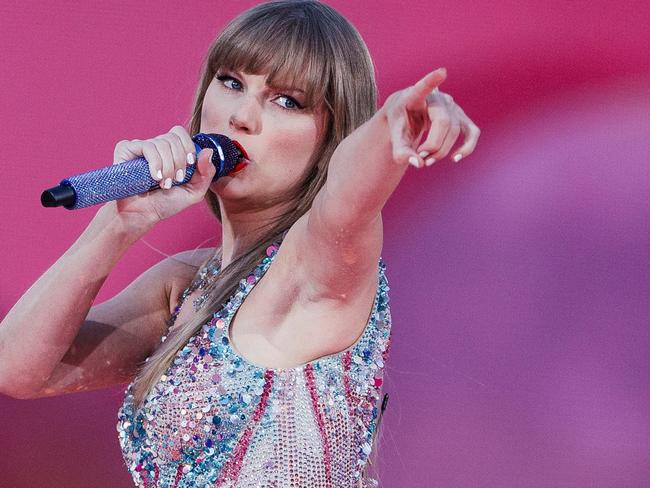 American singer and songwriter Taylor Swift performs on stage as part of her Eras Tour in Lisbon on May 24, 2024. (Photo by ANDRE DIAS NOBRE / AFP)