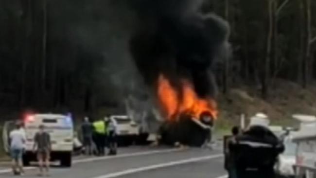 The horror crash on the Princes Highway. Picture: Nine News