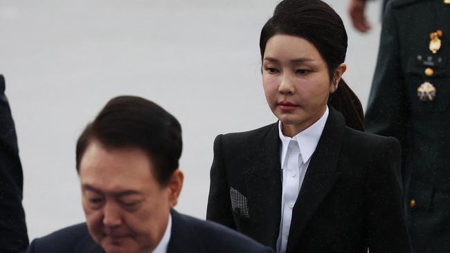 Kim Keon Hee has been compared with Michael Jackson over her love of cosmetic surgery. Picture: AFP.