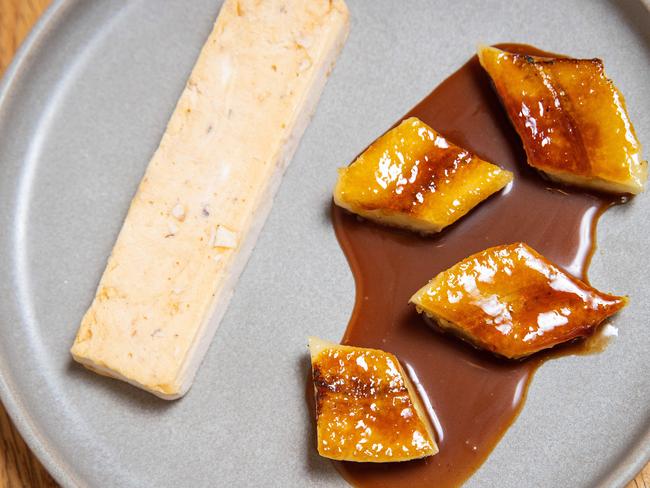 Hazelnut and honey parfait with hazelnut and caramelised banana. Picture: Mark Stewart