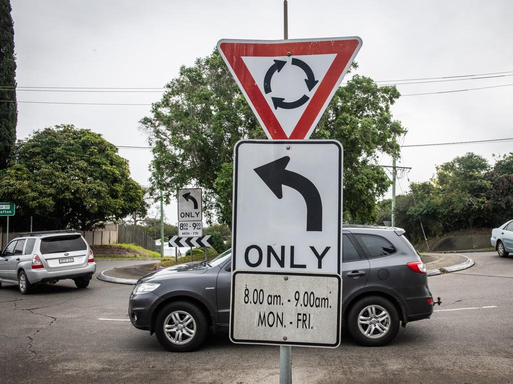 Left Turn Only sign at Through and Bent Street South Grafton that helped control traffic jams on old bridge to be removed