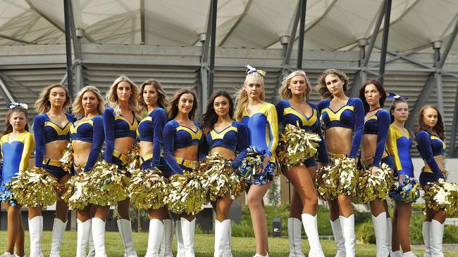 Cheerleaders from the Parramatta Eels NRL side pictured after learning they will no longer be employed moving into season 2021. Picture: Sam Ruttyn