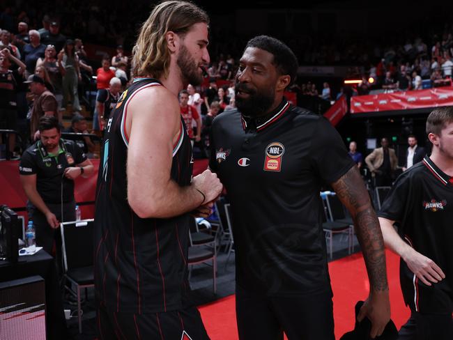 Hawks head coach Justin Tatum has been caught on camera in a tense exchange with a leading NBL referee. Photo: Matt King/Getty Images.