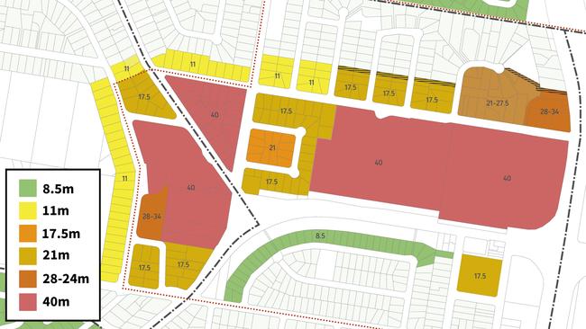 PLanned heights for buildings in Frenchs Forest