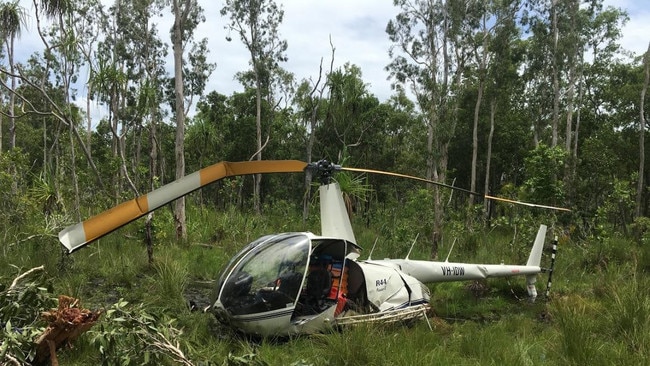 The ATSB has said the helicopter crash which killed Outback Wrangler star Chris Wilson was likely caused by the vehicle running out of fuel. Picture: Supplied / ATSB