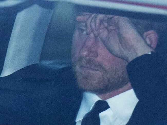 Prince Harry on his way to visit his father at Clarence House. Picture: Twitter.