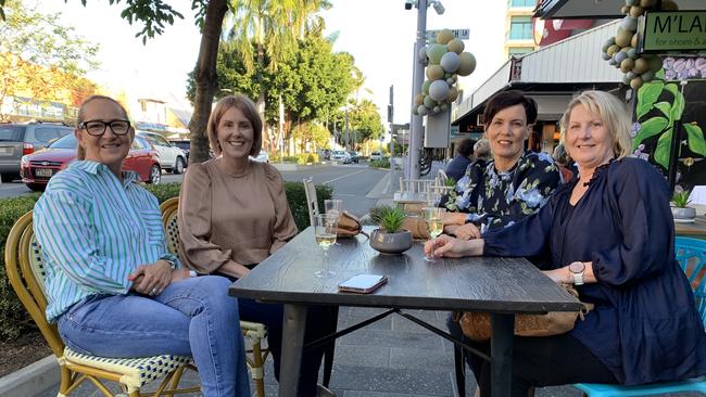 (From left to right) Laura Thompson, Chrissy Johnson, Robyn Black and Liz Brown at M'Lady's 40th anniversary party in Mackay on July 22. Picture: Duncan Evans