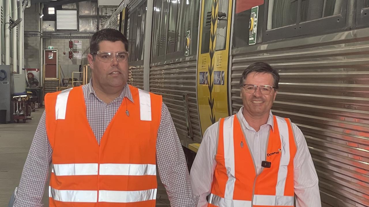 Transport Minister Brent Mickelberg and Maryborough MP John Barounis.