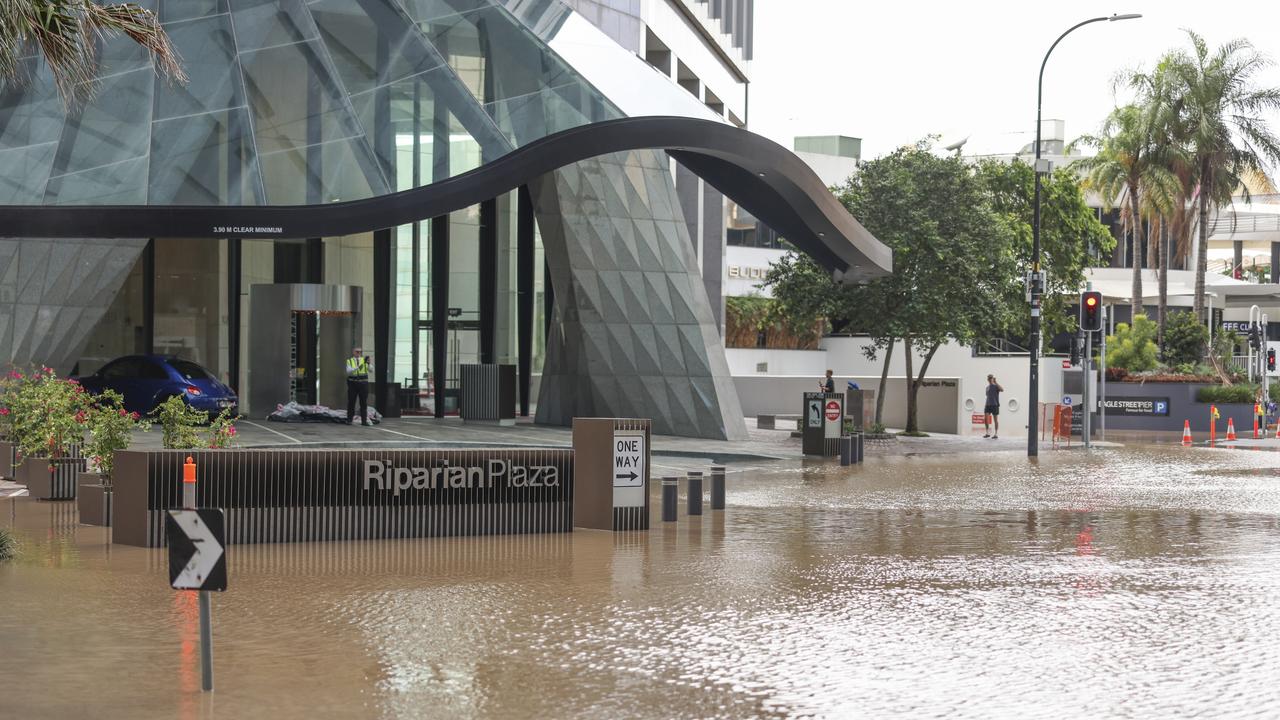 Flooding on Creek Street in the Brisbane CBD on February 28. Picture: Peter Wallis/Getty Images