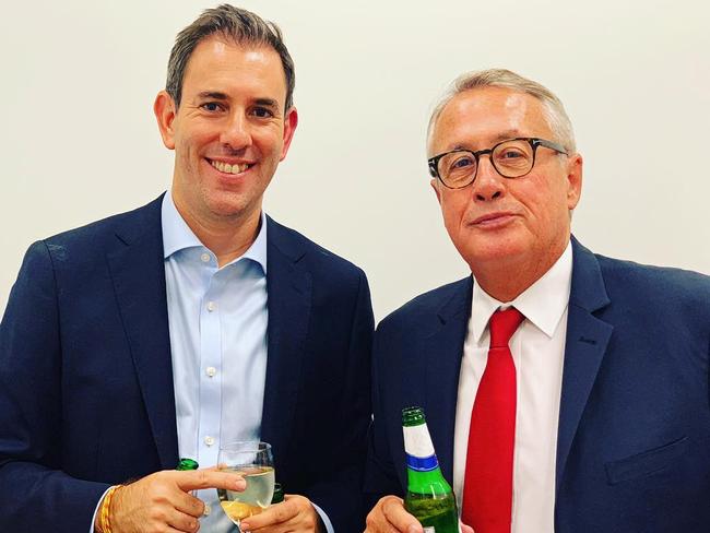 Jim Chalmers with mentor and former boss Wayne Swan in an image posted to social media on February 2019. Picture: Instagram / @jim_chalmers_mp