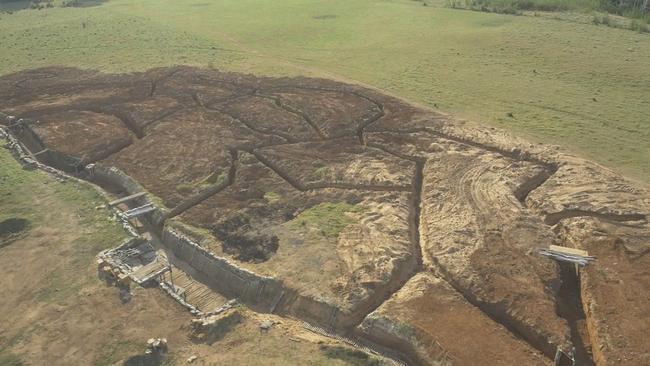 The full-scale Lone Pine trench recreation for Sunday Night's The Power of Ten. . Picture: Channel 7