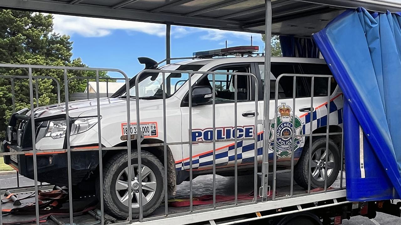 The vehicle was towed away from the police station on Thursday. Picture: NCA NewsWire / Aisling Brennan