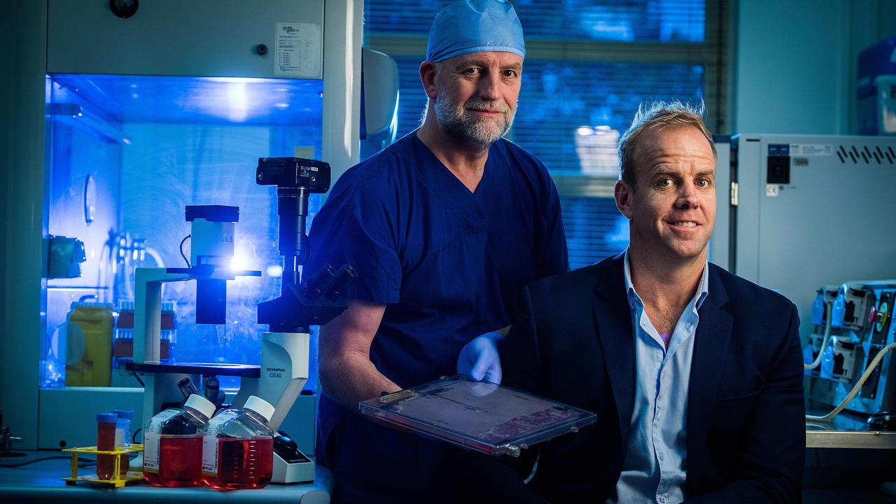 Burns surgeon Dr John Greenwood and Julian Burton, founder of Julian Burton Burns Trust, at the Royal Adelaide Hospital in 2017. Picture: Tom Huntley