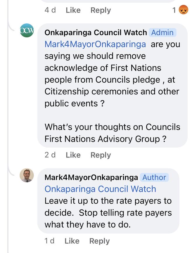 Screenshots of Mark Nielsen saying he will suspend acknowledgment of first nations people