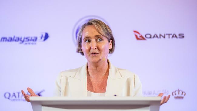 Qantas CEO Vanessa Hudson at the International Air Transport Association forum in Dubai, June 2024. Picture: Natalia Mroz