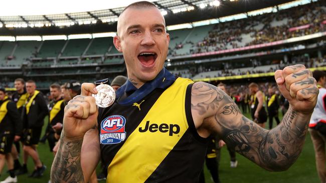 Jack Riewoldt thinks Dustin Martin’s car is still underneath the MCG. Picture: Phil Hillyard