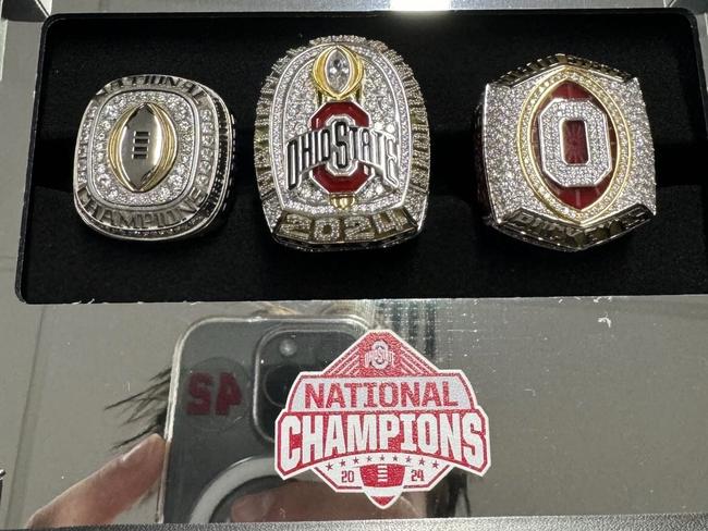 Joe McGuire's college championship rings. Picture: Supplied