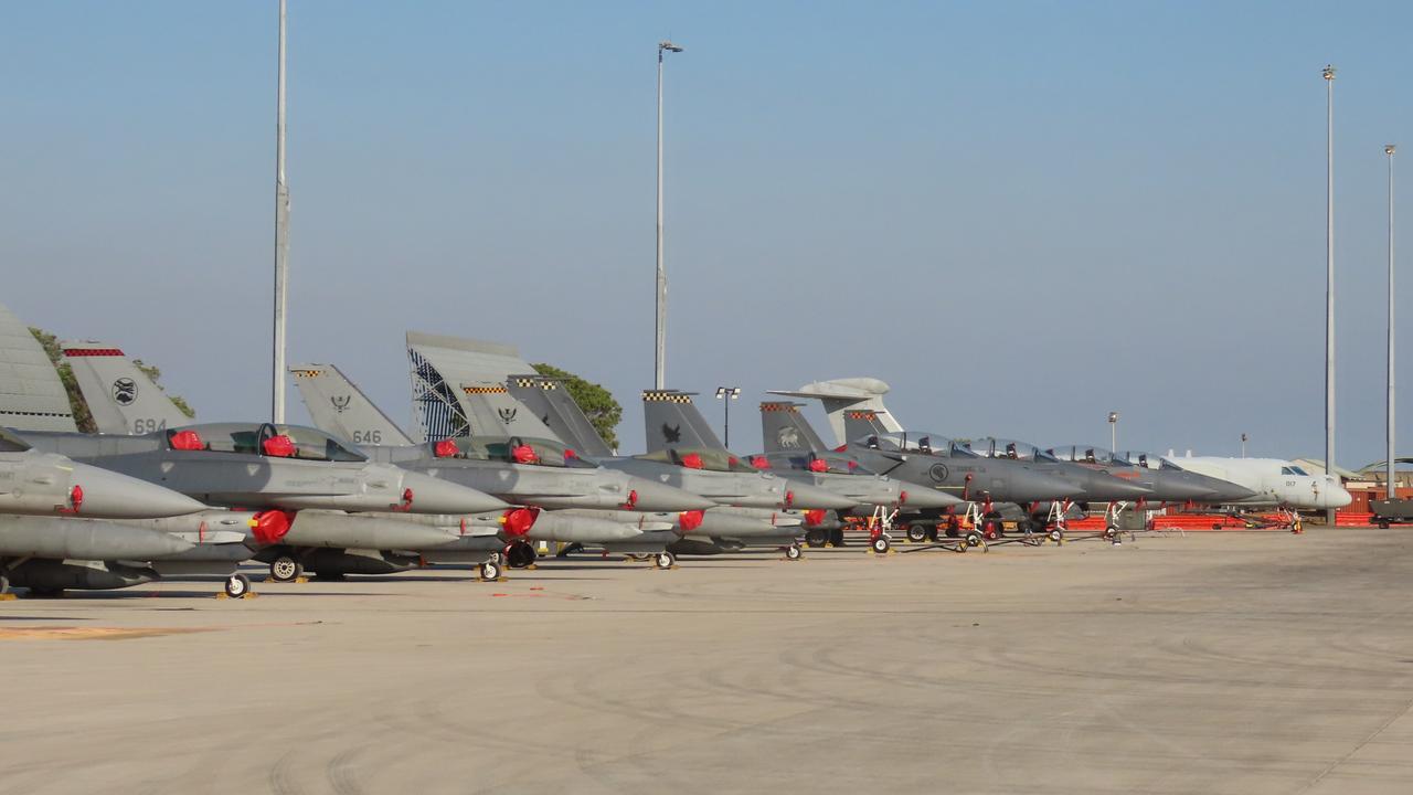 RAAF Base Darwin was quiet for a change on Friday morning. Picture: Harry Brill.