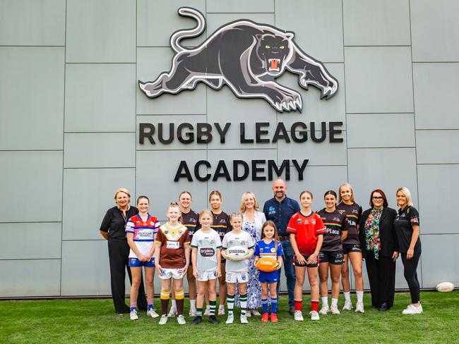 MP Melissa McIntosh with Panthers representatives at the site of the academy. Picture: Contributed