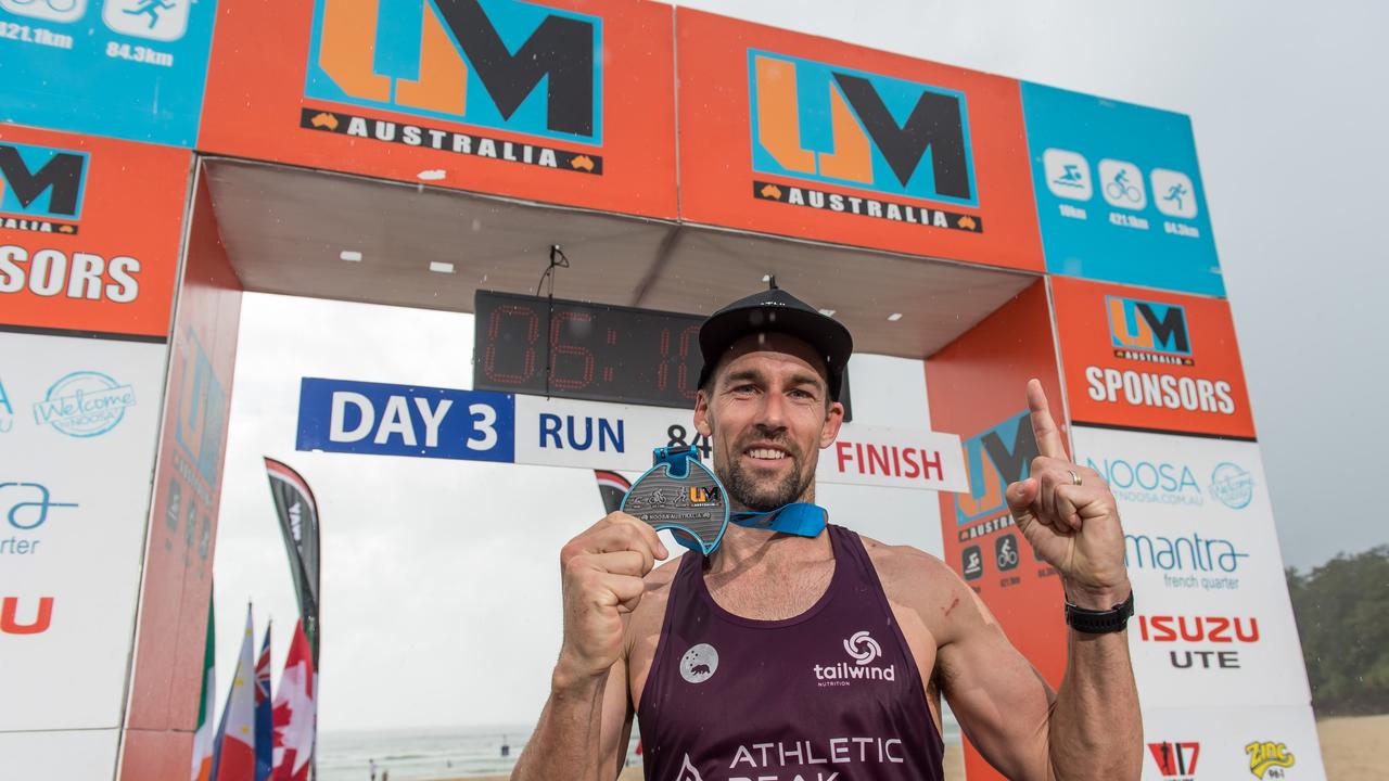 Winner of the 2023 Ultraman Australia, Simon Cochrane. Picture: Dave Gleeson/Sunny Coast Photos