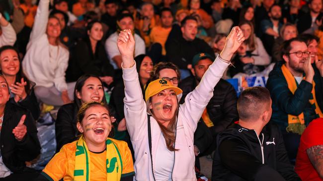 Fans at the a FIFA Fan Festival site during the Matildas-France match. Picture: Getty Images