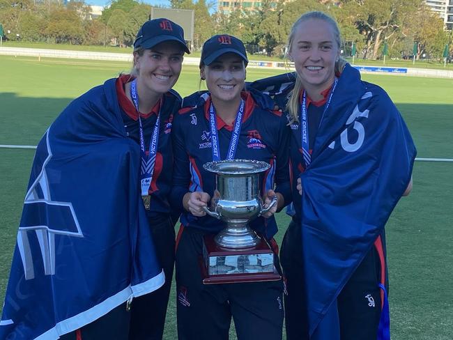 Sophie Strickland, captain Nicole Faltum and Kim Garth.