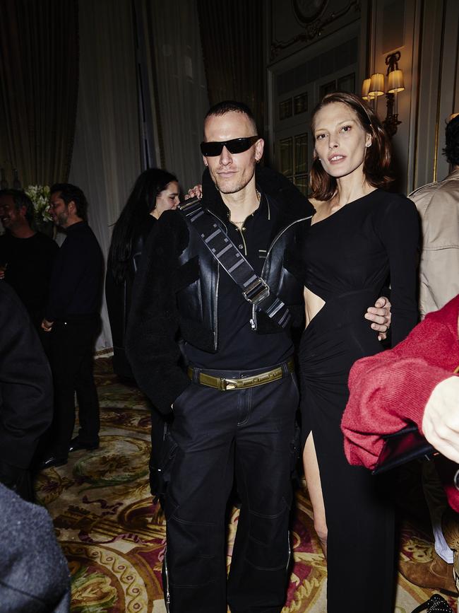 Vogue Australia hosts celebrity drinks at Paris Fashion Week. Dion Lee is on the left, next to Catherine McNeil.