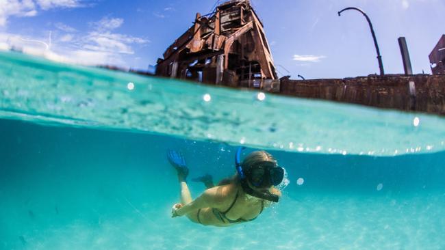 Snorkeling at The Wrecks at Tangalooma Island Resort at Moreton Island/Mulgumpin.