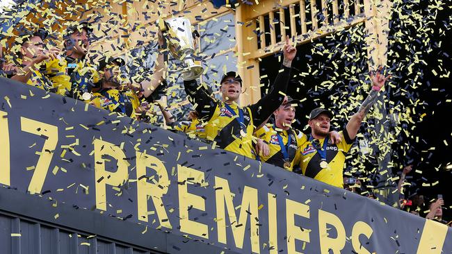 The celebrations are still going off the field for Richmond, with news of a huge cash windfall. Picture: Ian Currie