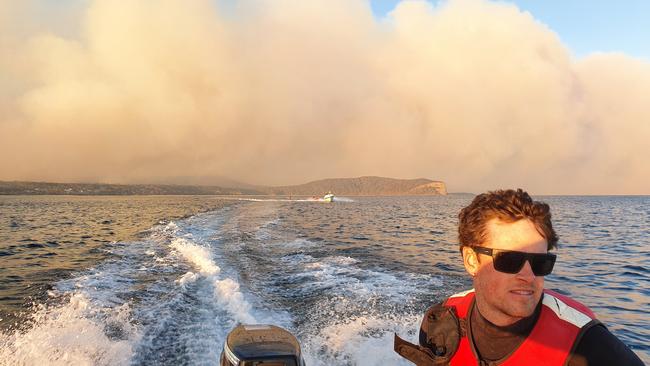 The Currowan Fire just north of Batemans Bay burned for more than 70 days. Picture: Supplied by Surf Lifesaving NSW