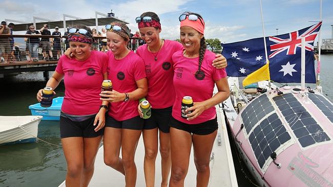 Tears shed as four British women arrive in Cairns after rowing the