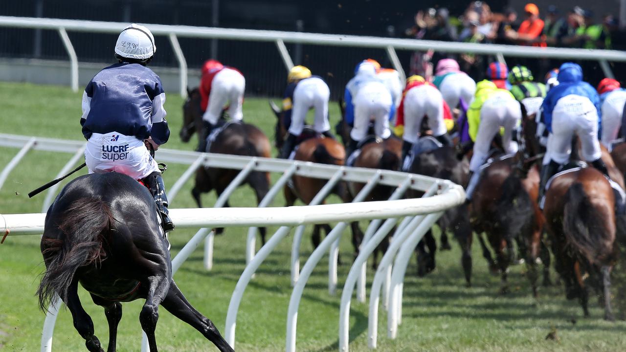 Cliffsofmoher pulls up at the back of the field after breaking down during the 2018 Melbourne Cup. The horse would later be put down – the sixth horse death at the Cup in six years. Picture: Michael Klein