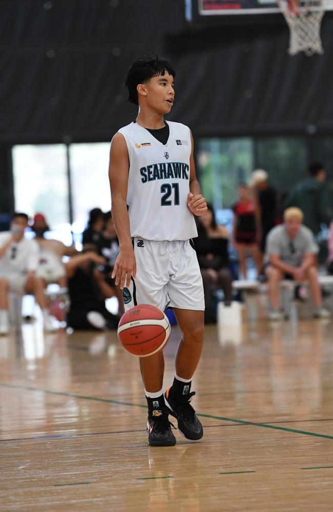 North Gold Coast Seahawks young gun Louis Razon. Picture: Highflyer Images/Basketball Queensland