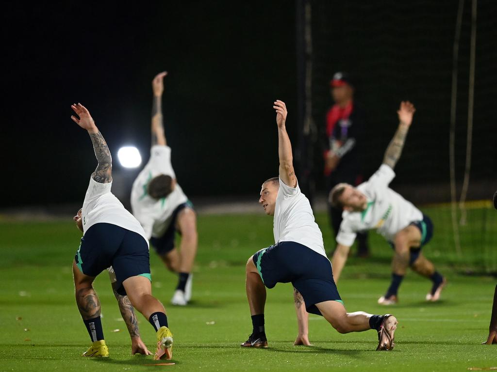 The Socceroos are working hard ahead of their World Cup match against France. Picture: Dan Mullan/Getty Images