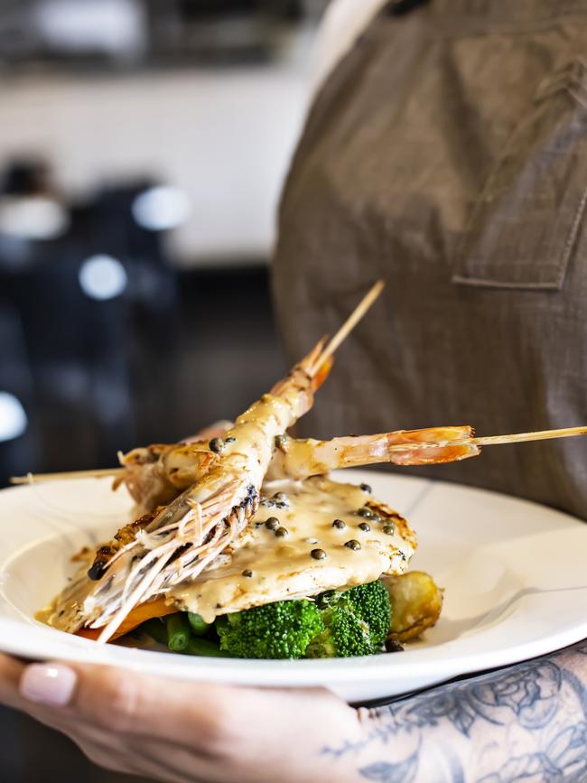 Rosetti's grilled chicken breast with skewered king prawns. Picture: Spicy Ice Cream