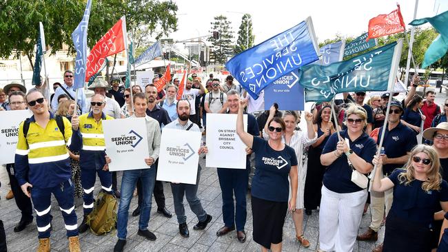 Attendees of the stop work rally on Thursday. Picture: John Gass