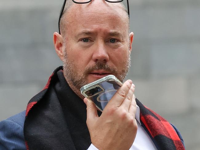 Guests arrive at the National Gallery Victoria for celebrations of trucking magnate Lindsay Fox who turns 86yrs. Carlton FC President Luke Sayers leaves. Picture: Ian Currie