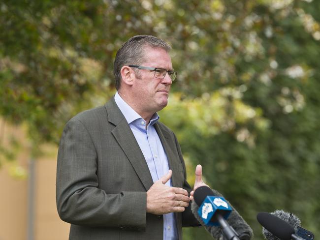 Groom MP John McVeigh speaks to media at a TRC COVID-19 coronavirus Toowoomba response update, Thursday, April 9, 2020. Picture: Kevin Farmer