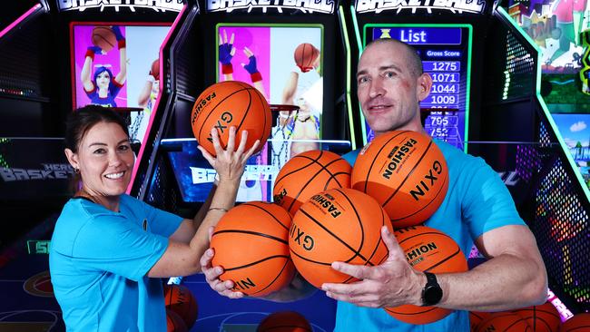 Arcade X co owners Naomi Lewis and Richard Lewis have games of skill, racing games, shooting games, and some machines never before seen in Cairns. Picture: Brendan Radke