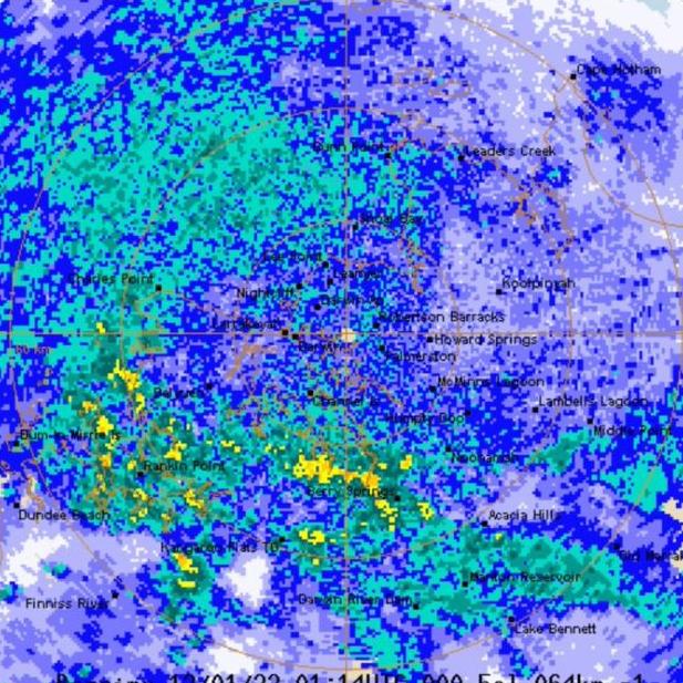 A damp day in Darwin, as this BoM weather radar image from 11am shows