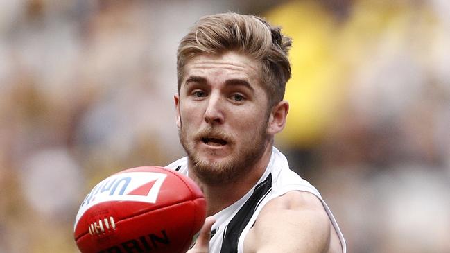 Sam Murray gathers possession during a game for Collingwood last year. Picture: AAP Image/Daniel Pockett.