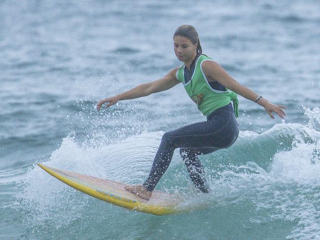 Early Saturday heats of The Burleigh Heads Boardriders Single Fin Festival. Picture: Glenn Campbell