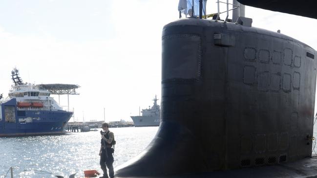 PERTH, AUSTRALIA. NewsWire Photos. 26 FEBRUARY 2025  Generic picture of HMAS Stirling, Rockingham. The USS Minnesota Fast attack submarine.Picture: NewsWire/ Sharon Smith