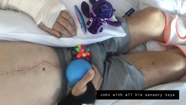 Mackay grandfather John Betteridge is unable to move most of his body after he either fell or jumped from a toppling cherry picker in a freak accident. Picture: Contributed