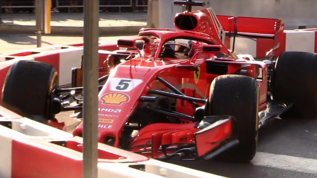 Sebastian Vettel crashed his Ferrari during a demonstration run in Milan.