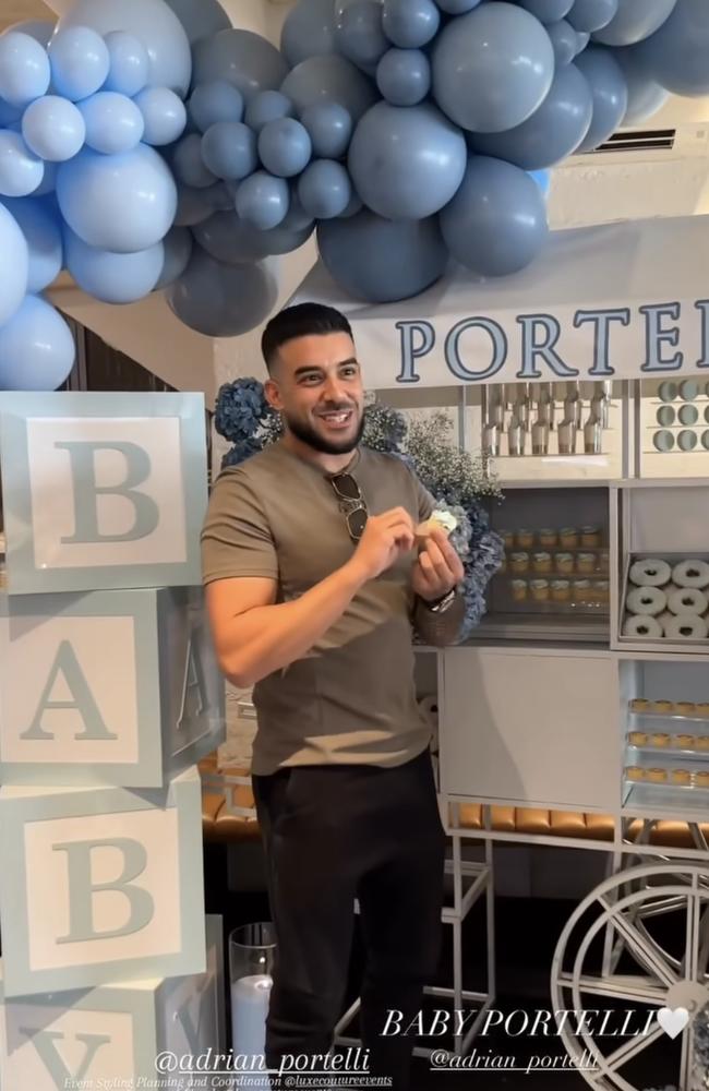 Adrian Portelli at his son’s baby shower. Picture: Instagram