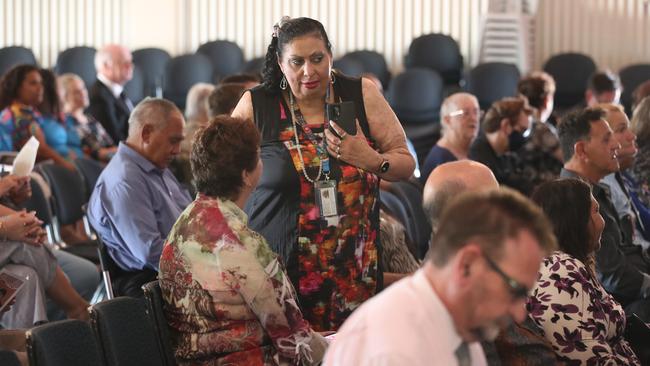 Funeral for prominent indigenous elder "Uncle" Graham Dillon at  Coomera Anglican college. Family and friends in attendance. Cherie Dillon at the service. Picture Glenn Hampson